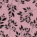 Seamless pattern silhouettes plants flowers leaves vector illustration